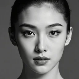 black and white vogue closeup portrait by herb ritts of a beautiful female model, gymnast, high contrast
