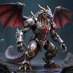 Cyberpunk mechanic dragonborn building an AI, photorealistic, octane render, unreal engine, 3D