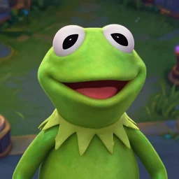 kermit the frog as a character in the game league of legends, with a background based on the game league of legends, detailed face, old 3 d graphics