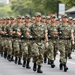 photo of cat army parade