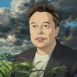 Elon Musk in the style of Miyazaki