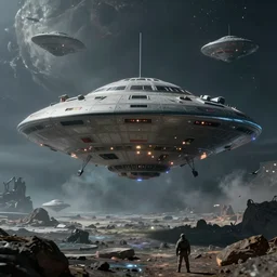 hyperdetailed image of a ufo space battle on a distant unknown creepy planet 8 k extremely detailed hd hyperrealism mysterious movie studio effects