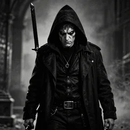 A smug thief. Dark Fantasy, Film Noir, Black and White. High Contrast, Mike Mignola, D&D, OSR