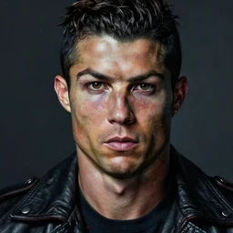 portrait of ronaldo nazario, gritty, dark, wearing a leather jacket, very detailed eyes, hyperrealistic, very detailed painting by glenn fabry, by joao ruas, by artgerm