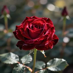 a realistic photo of a velvet rose, Bokeh, Romantic, lit by daylight, beautiful photo