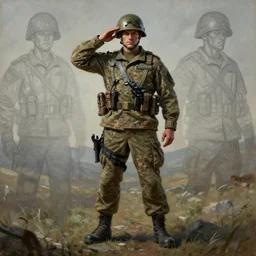 handmade full body character portrait of an us army north soldier at the u. s. civil war in a thematic landscape in the style of artgerm and enki bilal and bastien lecouffe - deharme, wlop, line art, oil on canvas, full body anatomically correct, dynamic pose, cinematic lighting, hyperdetailed, 8 k realistic, symmetrical, global illumination, frostbite 3 engine, cryengine, dof, trending on artstation, digital art, channel