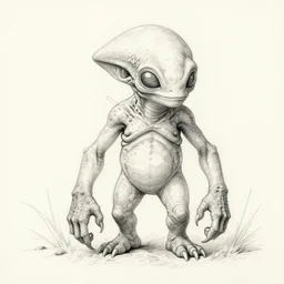 a line drawing of a weird alient creature by joe fenton, trending on artstation, realistic rendering