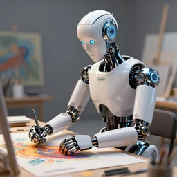 a robotic artist creating art, beautiful digital art, artstation cgsociety highly - detailed masterpiece
