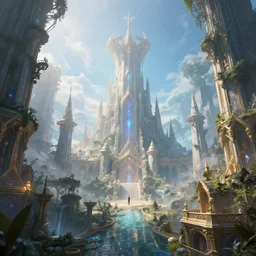 inside a magical ethereal elven city, highly detailed, 4k, HDR, award-winning, octane render, artstation