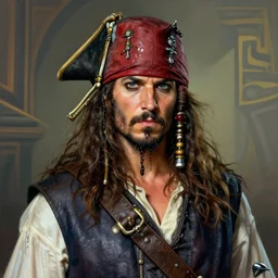 portrait of a dungeons and dragons pirate captain who looks like joe pantogliano by ralph horsley, rossdraws, matte painting, artstation, on stylized background, masterpiece, highly detailed