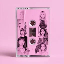 a music cassette with a pink monochrome background, beeple and james jean, aya takano color style, 4 k, super detailed, digital art, digital painting, celestial, majestic, colorful
