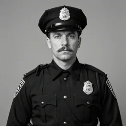 portrait of a detailed police officer photo by Diane Arbus and Louis Daguerre