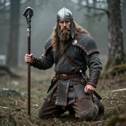 Skandinavian Berserker on his knees