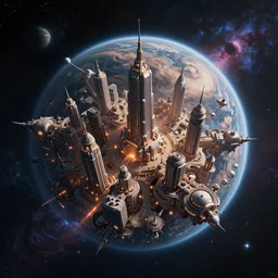 a cosmic city on a planet, epic cosmic atmosphere, cosmos, epic art, digital art, trending on artstation, deviantart, ultra realistic, high detail, high definiton, high quality, hyper realistic, 4 k uhd