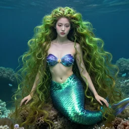 portrait of a mermaid with seaweed hair