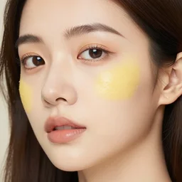 “a beautiful woman face with lemon skin”