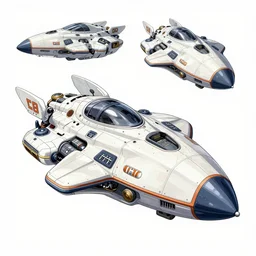 concept art technical illustration sheet of a space pirate's spaceship, from the anime series ghost in the shell