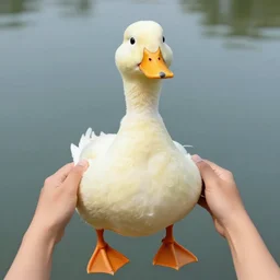 anthropomorphic duck with human arms