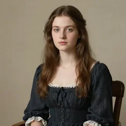 portrait of a young woman sitting by Thomas Lawerance, high quality, highly detailed, single face, beautiful, symmetry, romanticism