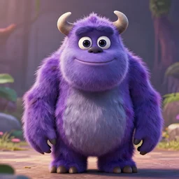 purple cute monster photograph from a cinematic movie, award winning, great photography