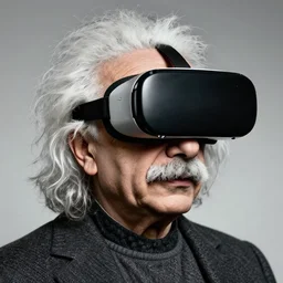albert einstein wearing VR glasses