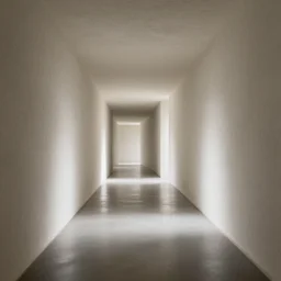 underground liminal space, stucco walls, shiny floors, minimalist, stunning, light and shadows, catwalks