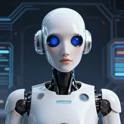 retrofuturistic portrait of a woman droid, space graphics in background, close up, quint buchholz, wlop, dan mumford, artgerm, liam brazier, peter mohrbacher, raw, featured on artstation, octane render, cinematic, elegant, intricate, 8 k