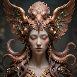 goddess portrait. octopus phoenix head. intricate artwork by Tooth Wu and wlop and beeple and dan mumford. octane render, trending on artstation, greg rutkowski very coherent symmetrical artwork. cinematic, hyper realism, high detail, octane render, 8k, depth of field, bokeh