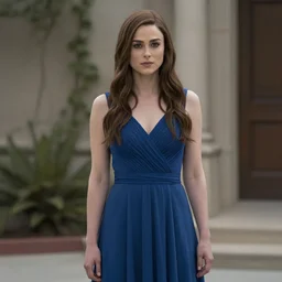 Kiera Knightley as Dolores in Westworld (2018), blue dress, film still