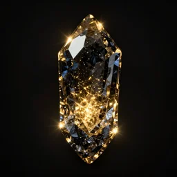 black crystal eminating gold light, black background, 4 k, studio ghibli