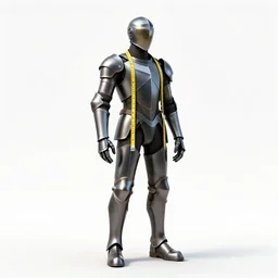 armored tailor with measuring tape, high detail digital art, full body, standing, isolated on a pure white background, centered, whole figure in frame, sharp focus, studio lighting