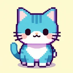 cute japanese voxel art of a cyan and magenta tabby cat, trending on artstation, 8 k, 4 k