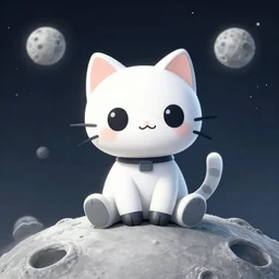 cute little robotcat sitting on the moon, fantasy, concept art, artstation, tyler edlin, feng zhu, alex flores, thomas karpi