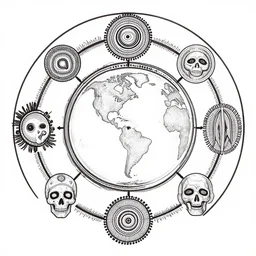 a spiritual complex diagram aboriginal about the cicle of life and death on the earth, lineal ink, muy definido, clean design, fibonacci, 2 4 0 0 dpi