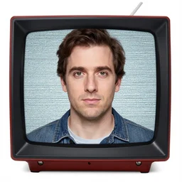 man made of tv static, game character, portrait, realism