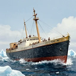 noah's ark sinking after hitting an iceberg. award winning photograph 1 9 1 2 colourized