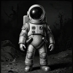 spaceman bowie, illustration style, dark and moody, engraving