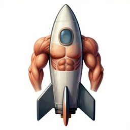 anatomical illustation of a rocket ship with thick muscles