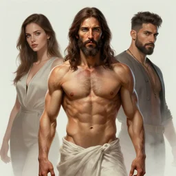 Muscular jesus, digital art by Mandy Jurgens and Irina French and Heraldo Ortega , hyperdetailed, artstation, cgsociety