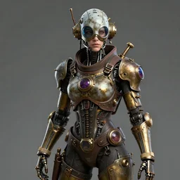 a portrait of a steampunk cyborg, digital art, 4K