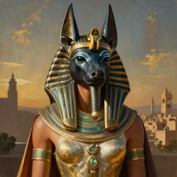 majestic gracious regal female anubis warrior portrait, ancient egypt, atmospheric lighting, painted, menacing, intricate, volumetric lighting, beautiful, rich deep colours masterpiece, golden hour, sharp focus, ultra detailed, by leesha hannigan, ross tran, thierry doizon, kai carpenter, ignacio fernandez rios