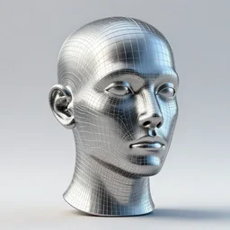 3 d render of a wireframe of a human head, sculpture, chrometype, liquid metal, neotribal, raytraced, volumetric lightning, 8 k, by zhelong xu, tooth wu, wlop, ouchh and and innate studio