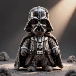darth vader made of wool and felt, soft toy, textures, puppet, wool, knitted