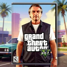 Jair Bolsonaro in Grand Theft Auto 5 cover art, epic, 4k resolution, extremely detailed, very sharp, artstation, digital art, vibrant,