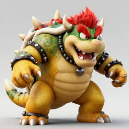 detailed concept art of a huge giant bowser by cheng yi and luolin, aartstation, artstationhd, detailed scales, spiky and red hair tuft. green scales turtle. bowser, bowser nintendo, koopa, ~ bowser # bowser ( ( mario ) ) bcy. net, realistic. cheng yi, fire breathing. bowser
