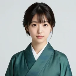 beautiful japanese woman, nadescio rin, drab blue greens, dark greens, highly detailed, award winning