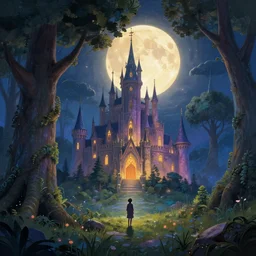 a magical kingdom where the sun never sets and the moon is always full. the trees are alive and the air is thick with magic, by tyler edlin, artstation trending