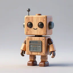 cute funny figurine wooden, retrorobot, brtutalism, concept art, digital art