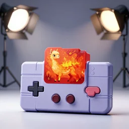 A commercial photo of a super-nintendo with a fire llama painting, studio background, studio lighting, photorealistic, octane render, 8K, highly detailed, high quality, prpduct photo