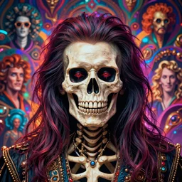 A psychedelic portrait of Gene Simmons skeletal mind flayer psion, vibrant color scheme, highly detailed, in the style of romanticism, cinematic, artstation, Moebius, Greg rutkowski futurism, no blur, 4k resolution, sharp ages, ultra detailed, style of John Berkey, Norman Rockwell, Hans Thoma, Ivan Shishkin, Tyler Edlin, Thomas Kinkad